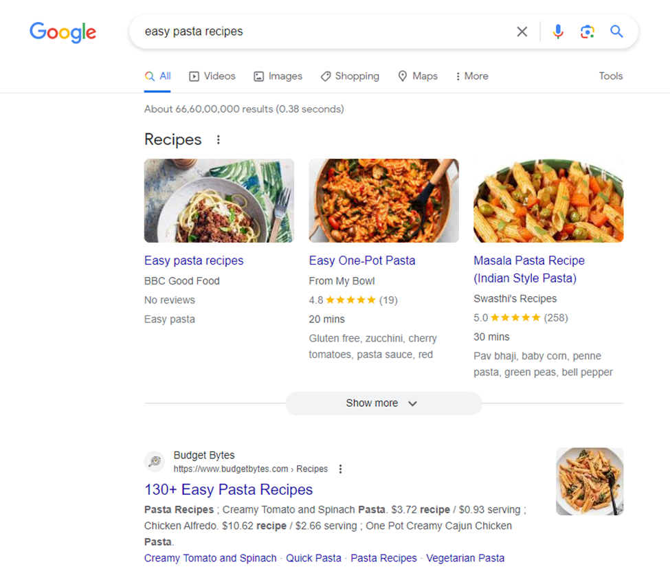 Google Search Screenshot
